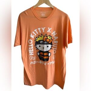 Box Lunch Hello Kitty x Naruto Light Orange Graphic Unisex T-Shirt, Large